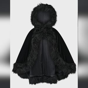 Killstar Black Faux Fur Hooded Cape